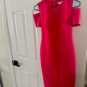 Calvin Klein Vibrant Pink One-Shoulder Dress